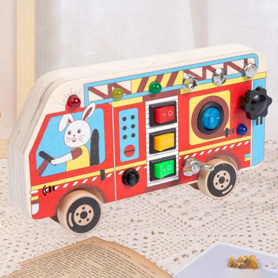 Tableau Montessori - BusyBoardCircuit™ - Autobus scolaire - Mamanternelle